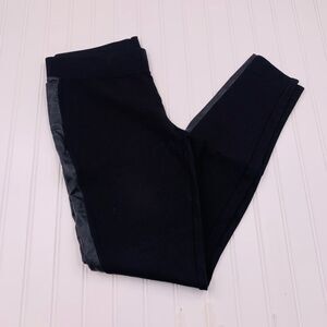 White House Black Market Black Ponte Knit Legging 29‎ L Faux Leather Side Stripe